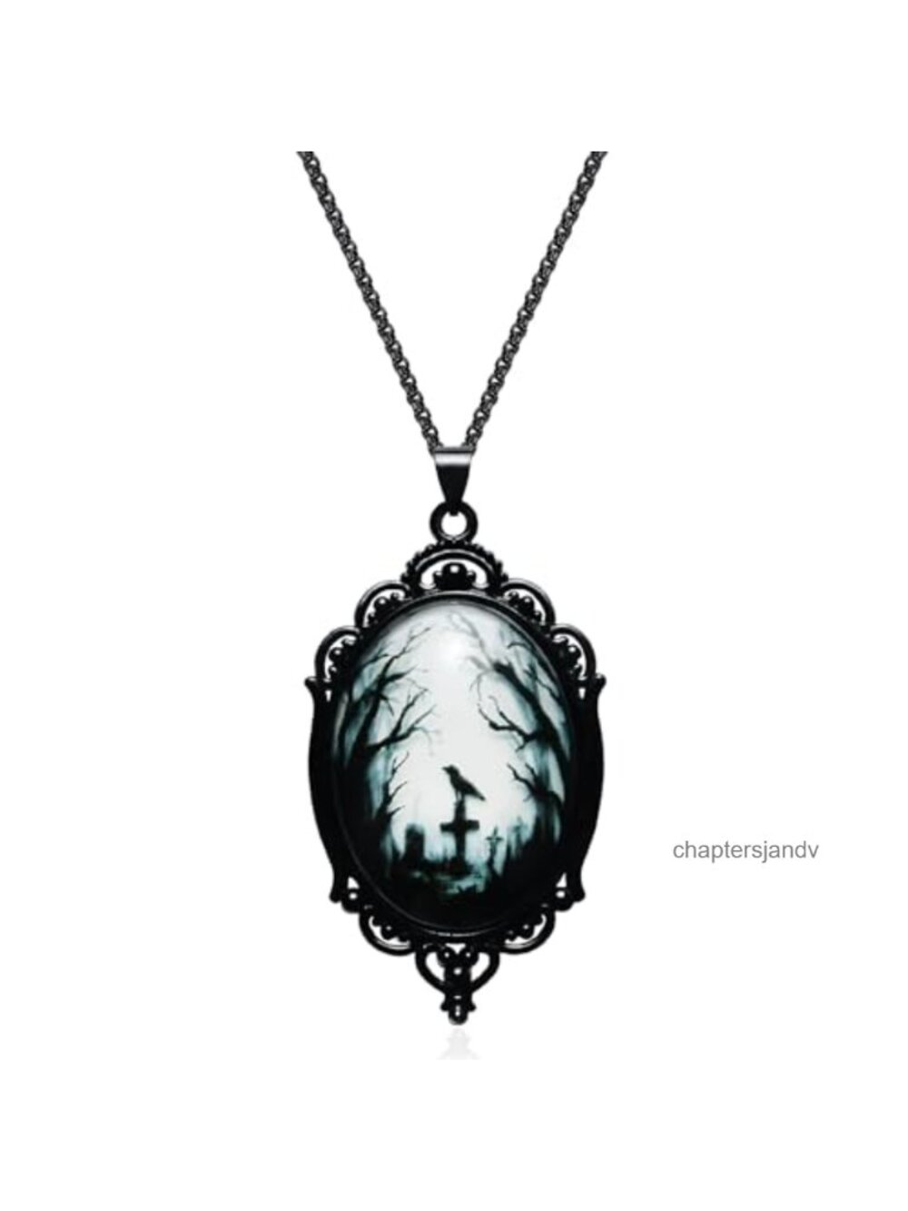Gothic Raven Cross Pendant Necklace Costume Jewelry for Women
